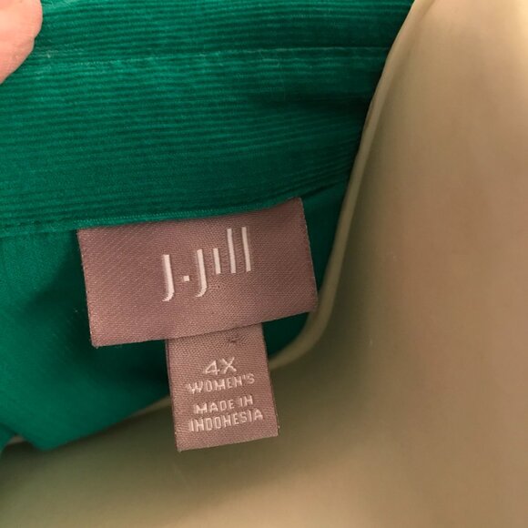 J JILL size 4X Kelly Green Pinwale Corduroy Button Front Tunic Shirt - Picture 4 of 4